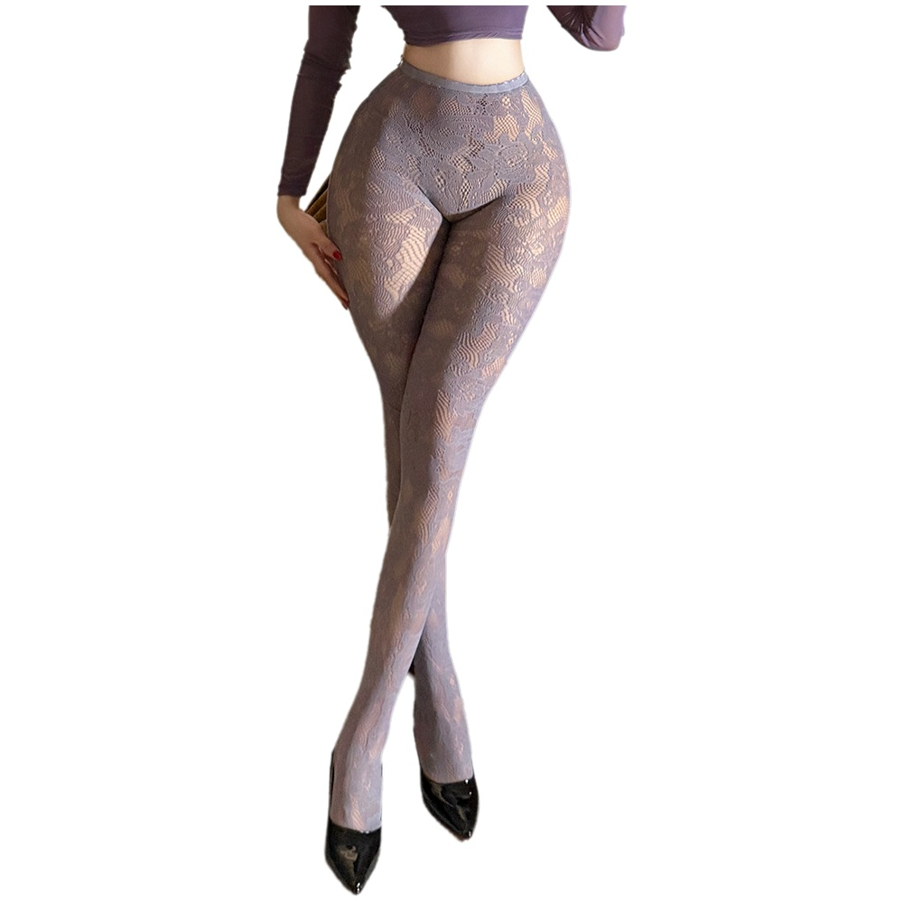 Fishnet Stocking Women - Meias-calças femininas de renda floral e